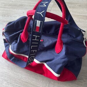 Tommy Hilfiger Blue and Red Duffel Bag